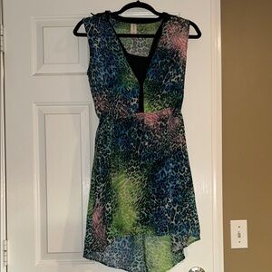 No Boundaries High Low Dress - Blue, Green, Pink